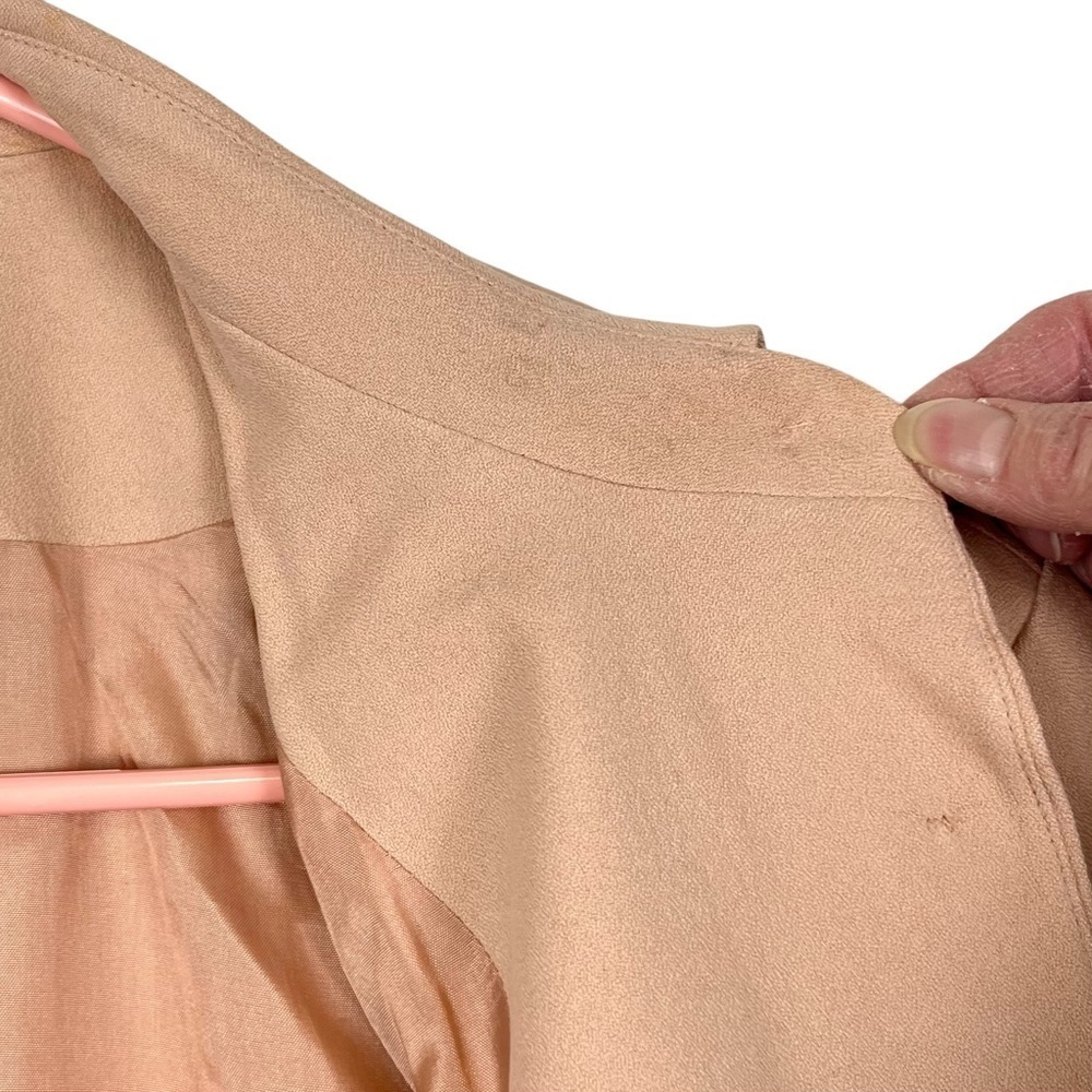 Rena Rowan 100% Silk Longline Career Blazer Jacket Flesh Colored Size 6 Vintage - Picture 12 of 13